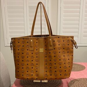 MCM Brown Logo Tote Bag
